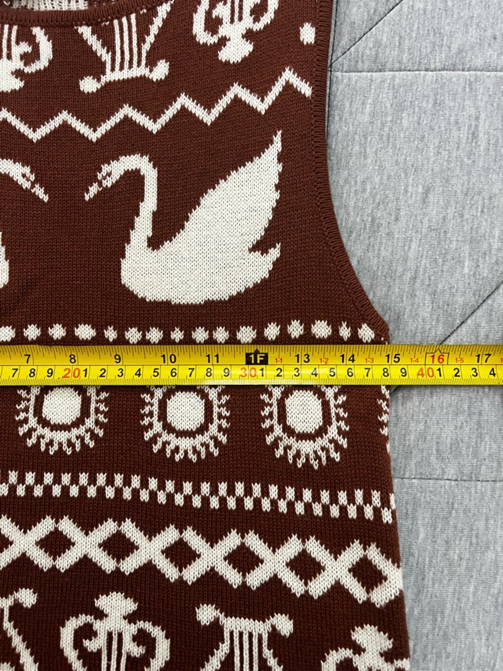 Kitri Brown & Cream Hailey Swan Fairisle Knit Sweater Vest - Picture 6 of 6